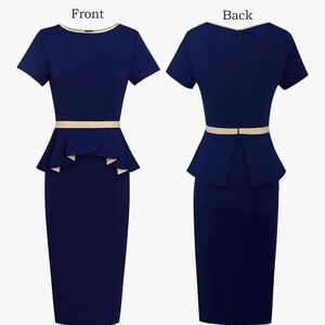 Chic Navy Dress with Blush Highlights